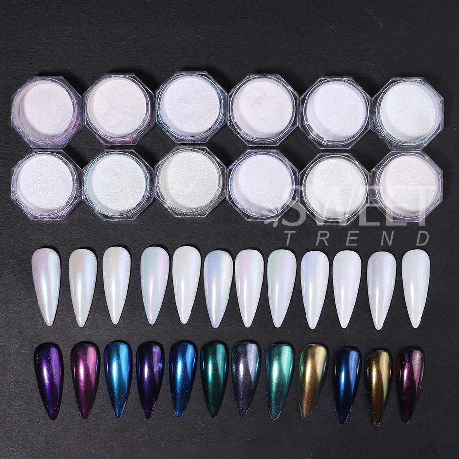 12pcs/set Shimmer Aurora Nail  - огляд і ціна Mica Powder Colorant